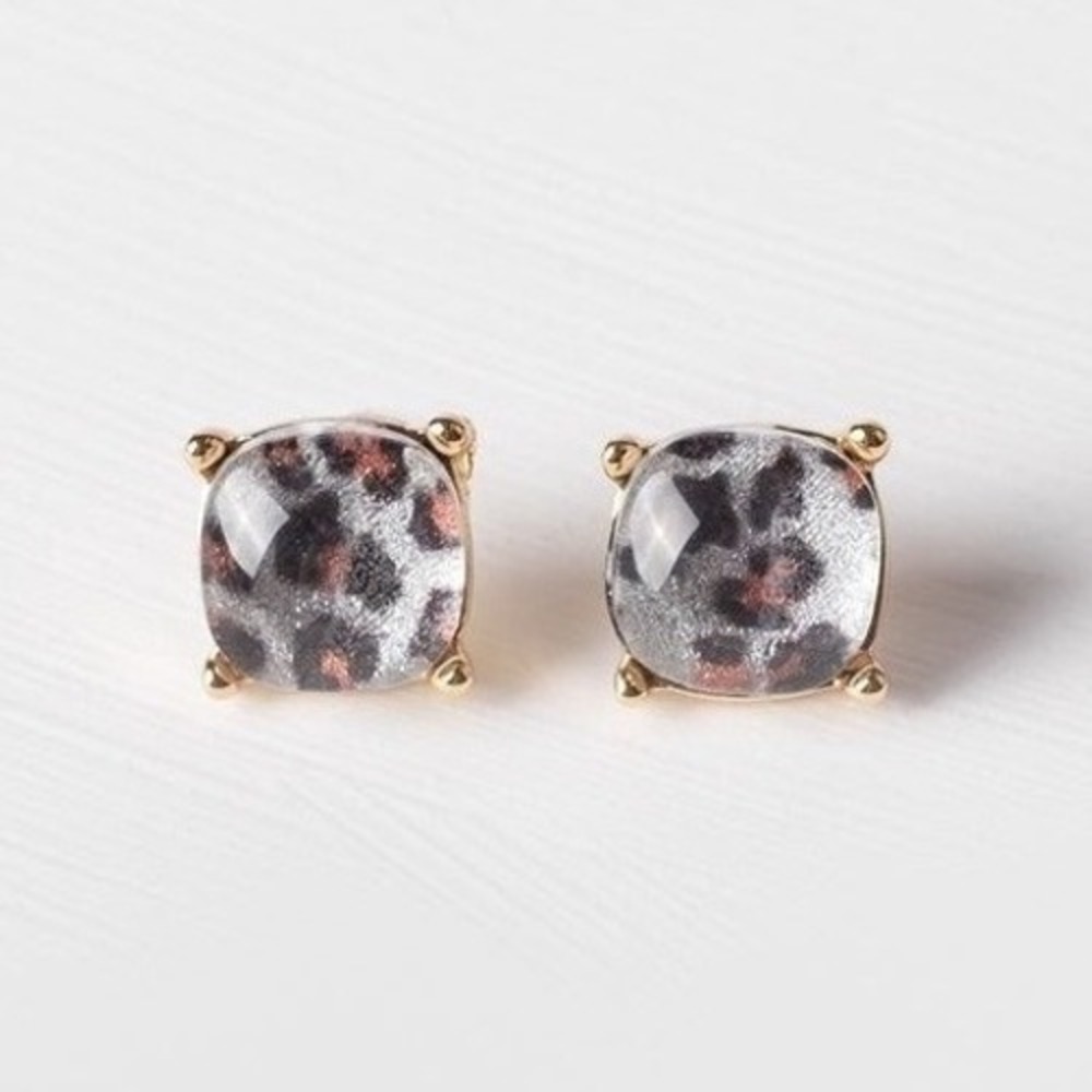 Plunder Leopard Print‎ Stud Earrings Gold